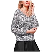 Women's V Neck Sweaters 2024 Fashion Knit Tops Comfy Long Sleeve Lightweight Jumper Fall Knitwear Pullover Sweater