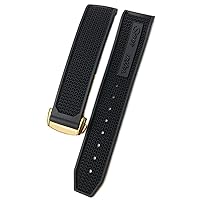 20/21/22mm Quality Rubber Silicone Watchband Fit for Omega Speedmaster Watch Strap Stainless Steel Deployment Buckle (Color : Black Black Gold, Size : 19mm)