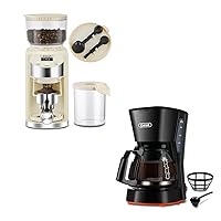 Gevi 5 Cups Small Coffee Maker, Compact Coffee Machine with Reusable Filter, Warming Plate and Coffee Pot for Home and Office Electric Burr Coffee Grinder