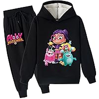 Abby Hatcher Casual Hooded Hoodie and Sweatpants Suit-2 Piece Outfits Long Sleeve for Kids,Girls