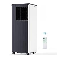 8,000 BTU Portable Air Conditioner, Portable AC Unit with Built-in Dehumidifier and Cooling Fan for Room up to 350 sq.ft., 24 Hour Timer & Remote Control & Window Mount Kit, Black&White