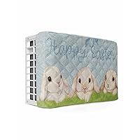 Air Conditioner Cover AC Cover Happy Easter Bunny Rabbit Eggs Spring Grass Retro Linen Indoor Window Air Conditioner Covers Adjustable AC Covers for Inside Double Insulation 25x18x3.5 Inch