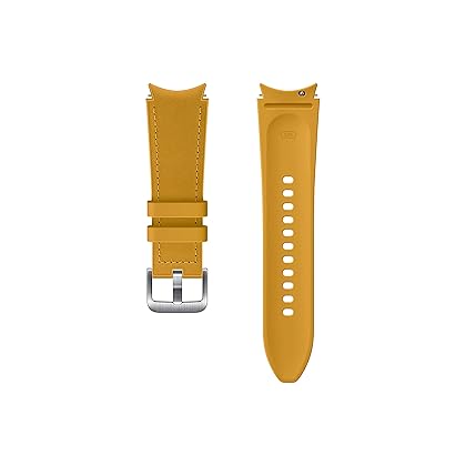 Samsung Electronics Hybrid Leather Silicone Watch Band Strap Small/Medium, for Galaxy Watch 4 and Galaxy Watch 4 Classic (US Version),Mustard,ET-SHR88SYEGUJ