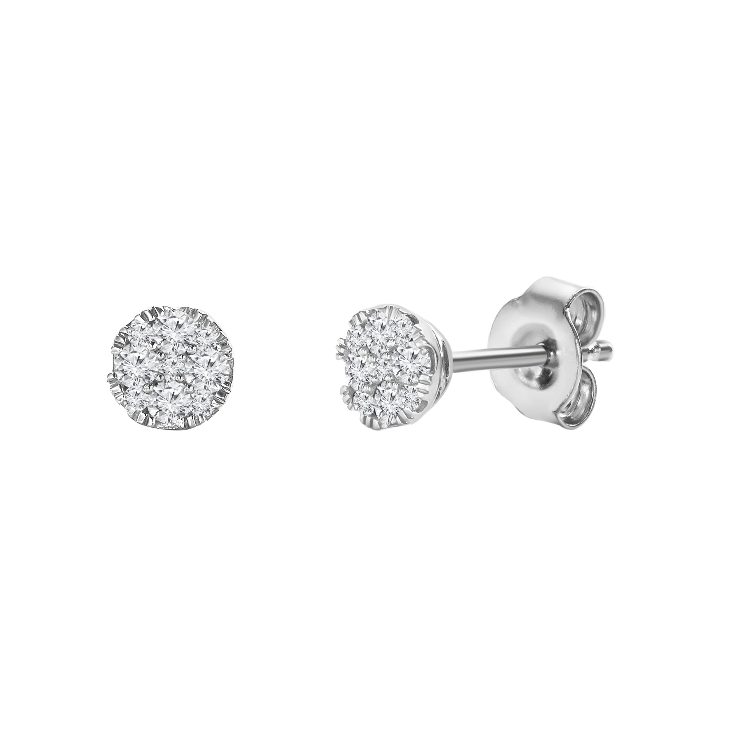 1/4 Carat, Sterling Silver Prong Set Round-cut Diamond Stud Earrings (J-K, I3) by La4ve Diamonds| Fashion Jewelry for Women | Gift Box Included (White, Yellow & Rose Gold Plated)
