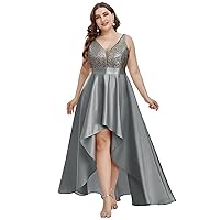 Ever-Pretty Women's Plus Size Sequin V-Neck High-Low A-line Evening Dress Prom Gowns 0667-PZUSA