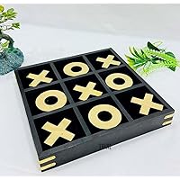 Tic Tac Toe Game Set for Adult & Family, 3D Board Games Classic Wooden Board Game Home Decor for Living Room Table Decor, Coffee Top Table Game, Strategy Box Game