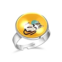 Animals Cartoon Adjustable Rings for Women Girls, Stainless Steel Open Finger Rings Jewelry Gifts