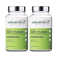 MD Veda Organics Advance Hair Vitamin with DHT Blocker & Biotin | Clinically Proven Hair Vitamins for Men & Women - 60 Veg Capsules (Pack of 2)