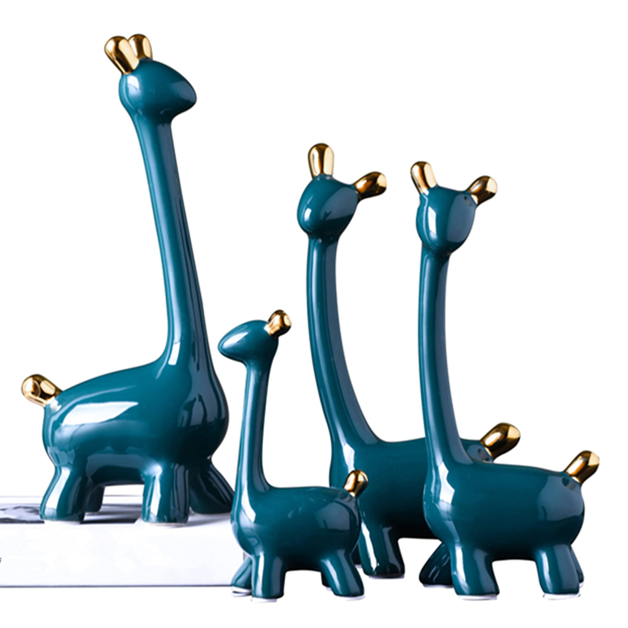 MAYIAHO Ceramics Giraffe Statues for Home Decor Modern Figurines Sculptures Green Large Small Deer Center Table Living Room 4pcs Big Shelf Accents ...