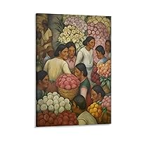 Mexican Folk Art, Calla Lily Flower Painting Poster Rustic Mexican Plant Decoration (Canvas Painting Posters And Prints Wall Art Pictures for Living Room Bedroom Decor 24x36inch(60x90cm) Frame-style