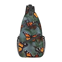 Monarch butterflies print Sling Backpack Man Woman Multipurpose Chest Bag Travel Daypack Cross Body Bag
