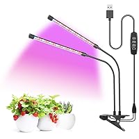 LED Plant Grow Lights for Indoor Plants 40 LED Full Spectrum Dual Head Plant Lights, 3 Switch Modes, 3/9/12H Timer, 9 Dimmable Brightness Growth Lamp for Indoor Succulent, Vegetables