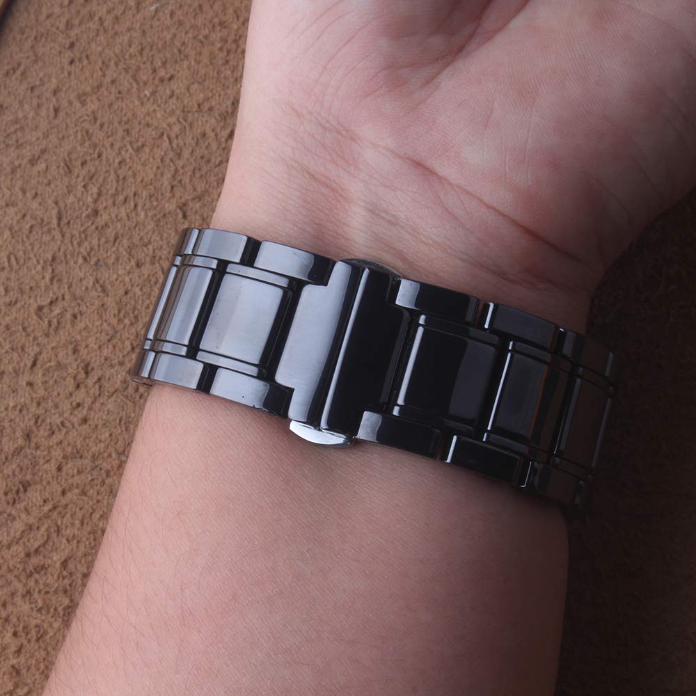 Release Pins Watchband Watches Strap Bracelet Black Ceramic 20mm 21mm 22mm 23mm 24 mm for Gear S2 S3 Galaxy Watches