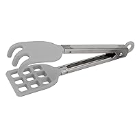 Tovolo Easy-Grip Mini Non-Slip Stainless Steel Handle, Heat-Resistant Silicone Heads, Kitchen Tongs for Cooking Waffles & Breakfast, Oyster Gray
