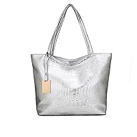 Bags Trend 2021 New Pu Comfortable Material Large Capacity Tote Bag Horizontal Square Crocodile Pattern Ladies Shoulder Bag Handbag Fashion European and American Backpack Silver