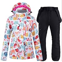 Women's Fashion Colorful Ski Jacket and Pants Set with High Waterproof Windproof Snow Suits