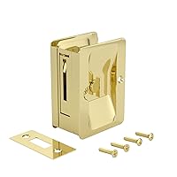 Richelieu Hardware 1701BPSBC Onward Pocket Door Pull, Privacy Lock, 3 1/4 in (82 mm), Rectangular, Brass