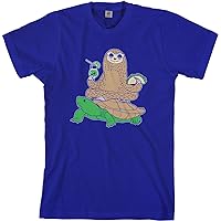 Threadrock Men's Sloth Riding Turtle T-Shirt