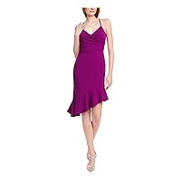 JUMP Womens Purple Spaghetti Strap V Neck Above The Knee Evening Fit + Flare Dress Juniors S