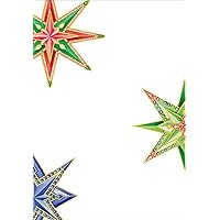 Caspari Jeweled Stars Blank Invitations With Envelopes (8 Pack), Multicolored