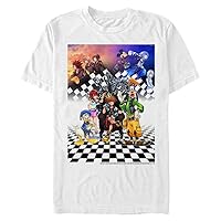 Disney Big & Tall Kingdom Hearts Group Checkers Men's Tops Short Sleeve Tee Shirt
