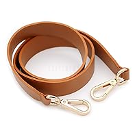 CRAFTMEMORE Bag Handle Replacement Genuine Leather Purse Strap for Handbag Tote Briefcase GL018 (Brown Strap, Gold Clasp)