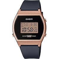 Casio LW-204-1A Standard Digital Ladies Watch, Includes Casio Box, Overseas Model, Black x Rose Gold [Parallel Import]