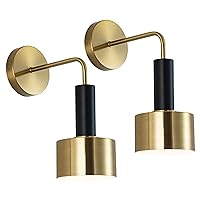 Gold Wall Sconce Light Set of 2,Modern Black Wall Lamp Fixtures with Bulb 3000K/4000K/6000K Indoor Wall Vanity Lamp for Bedroom Living Room Hallway Corridor Porch Black Gold Wall Sconce