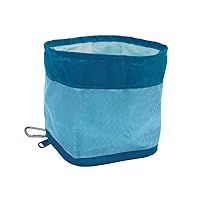 Kurgo Zippy Bowl, Collapsible Travel Dog Bowl, Pet Food & Hiking Water Bowl, Machine Washable Bowl for Dogs, Travel Accessories for Pets, BPA Free, Carabiner ,Blue