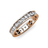 Round Lab Grown Diamond Women Channel Prong Set Eternity Ring Stackable 1.40 ctw-1.61 ctw 14K Gold