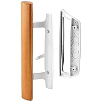 Prime-Line C 1204 Sliding Glass Door Handle Set – Replace Old or Damaged Door Handles Quickly and Easily – White Diecast, Mortise/Hook Style, Fits 3-15/16 In. Hole Spacing (1 Set)