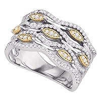 TheDiamondDeal 10kt White Gold Womens Round Diamond Contoured Strand Fashion Band Ring 1/2 Cttw