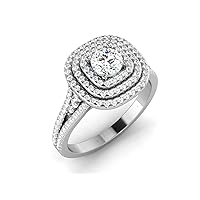 GEMHUB 1.21 Ct Round Shape Lab Created G VS1 Diamond Cluster Style Couples Promise Ring 14k White Gold Sizable