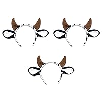 Beistle Cow Ears and Horns Headbands For Farm Theme Western Party Costume Accessories, Celebrating With You Since 1900, One Size, Black/White/Brown, 3 Piece