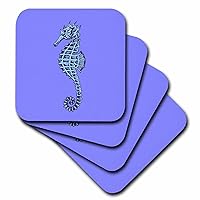 3dRose Cute Seahorse Tattoo Style in Blue and Gray - Coasters (CST_357376_1)
