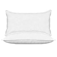 Elegant Comfort 100% Cotton Shell Solid Hotel Pillows, Super Plush Bed Pillows for Side Back & Stomach Sleepers, Cooling Gel-Infused Filling, 2-PACK Standard/Queen Pillow Set , White