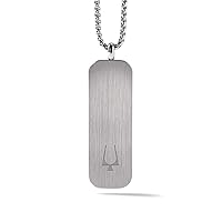 Mens Classic Stainless Steel Dog Tag Pendant Necklace Engraved with Tuning Fork Logo (Model J96N009), Silver-Tone, One Size