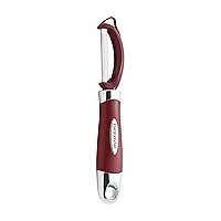 Farberware Euro Peeler, a Kitchen Essential for Quick and Easy Peeling of Produce, Chocolate, Cheeses and More, Features Hang-Hole for Easy Storage, Dishwasher Safe, Red