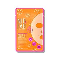 Nip + Fab Vitamin C Fix Sheet Mask for Face with Coconut Water, Citrus Fruit Extract, Hydrating Antioxidant Facial Mask for Skin Brightening and Toning, 0.8 Fl Oz