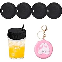 ﻿ 4pcs Drink Covers for Alcohol Protection Women Scrunchie with Silicone Purse Keychain,Cup Wine Glass Covers for Drinks Safety,Reusable Drink Protector Nightcap Scrunchie for Drink Spiking Prevention