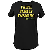 John Deere Faith Family Farming Women's Tee, Black- 2XL