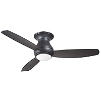 Luminance CF152LGRT Kathy Ireland Home Curva Sky LED Outdoor Ceiling Fan with Light Kit, 52 Inch | Modern Flush Mount Fixture with Weather Resistant Blades | Dimmable with Remote Control, Graphite