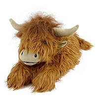 The Original Highland Cattle Slippers Plush Scottish Cow Slippers Brown
