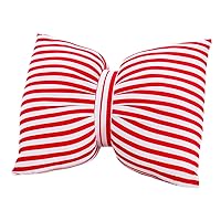 Aowufan Striped Cotton Bow Tie Pillow Plush Sofa Cushion Home Office Car Headrest Neck Pillow Waist Pillow Washable (Red, 7.87