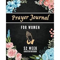 Prayer Journal for Women: 52 Week Christian Notebook with Scripture - Devotional & Guided Bible Study for Spiritual Catholic (Black Background)