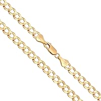 10K Real Soild White or Yellow Gold Chain Necklace for Men and Women Cuban Curb Link Chain for Men 2.5-7mm 16, 18, 20, 22, 24, 26 Inch