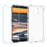 Ytaland Case for Nokia C2 Tava, C2 Tennen (2020),with Tempered Glass Screen Protector. Crystal Clear Soft Silicone Shockproof TPU Transparent Bumper Protective Phone Case Cover