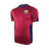 Icon Sports Mens Striker Short Sleeve Game Polyshirt UEFA Champions League Soccer Barcelona, Alternate, Medium