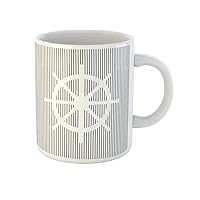 Coffee Mug Gray Ship Wheel Sign White on Grayish Striped Optical 11 Oz Ceramic Tea Cup Mugs Best Gift Or Souvenir For Family Friends Coworkers