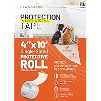 Protection Tape - Durable Single-Sided Shield Protection Barrier Against Cat, Dog, Bird, Rabbit Scratching and Clawing Furniture, Couch, Window Sill, Car Door, Glass and More! 4in x 10'